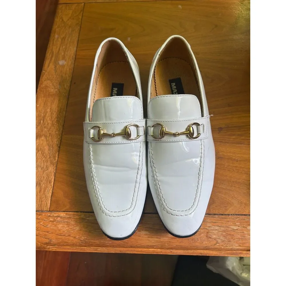 Masimo Men's White Glossy Loafers